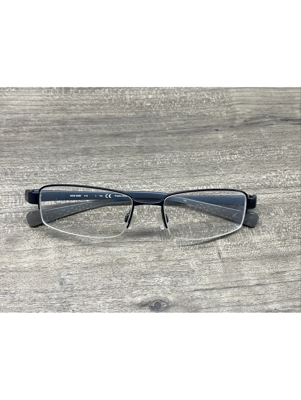 Nike Eyeglasses Frame 8090-412 Mens Navy Blue Metal Half Rim 53[]17-140 Frames